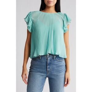 Vici San Mateo Plissé Top Pleated Aqua Blue Size Medium
